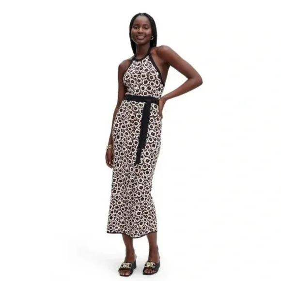 NWT Halter Tie Neck Neutral Poppy Sweaterknit Midi Dress DVF for Target.  L - Picture 5 of 5